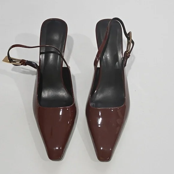 Iiimmu Chic Brown Slingback Heels Size 10 - Picture 2 of 14